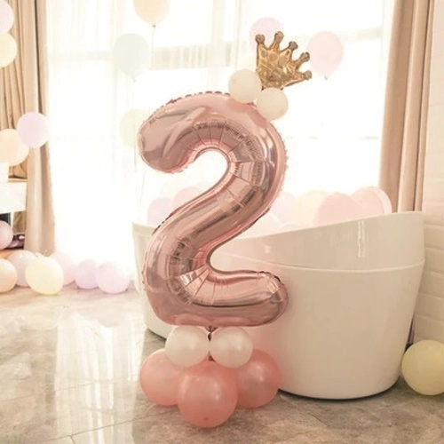 Balony dekoracja na urodziny różowy złoty cyfra 2
